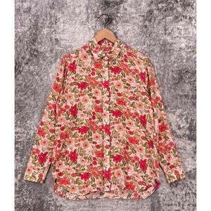 Outerknown Top XS Womens Silk Blend Floral Long Sleeve Button Shirt